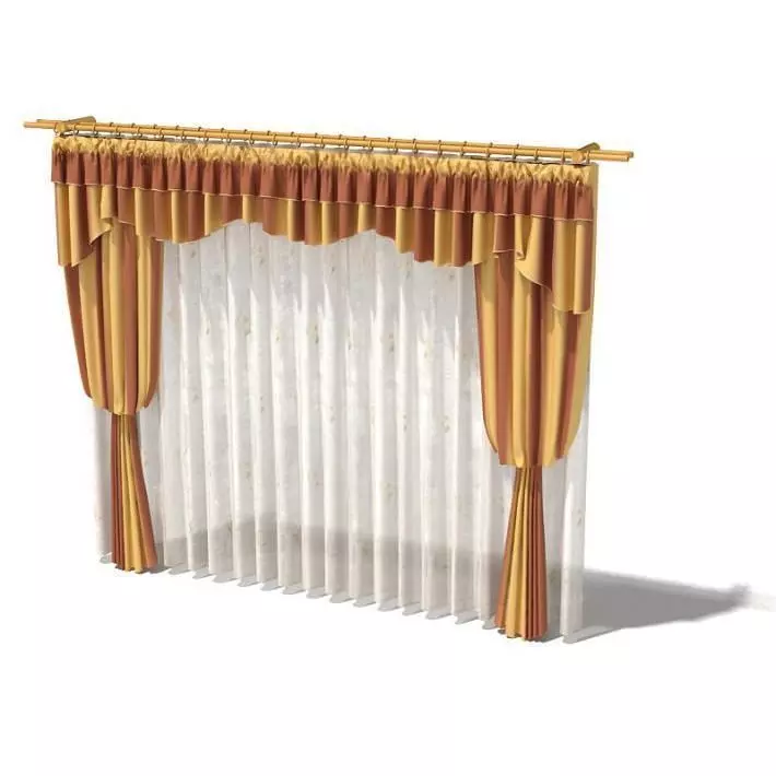 Gold Curtain Set 3D model_0