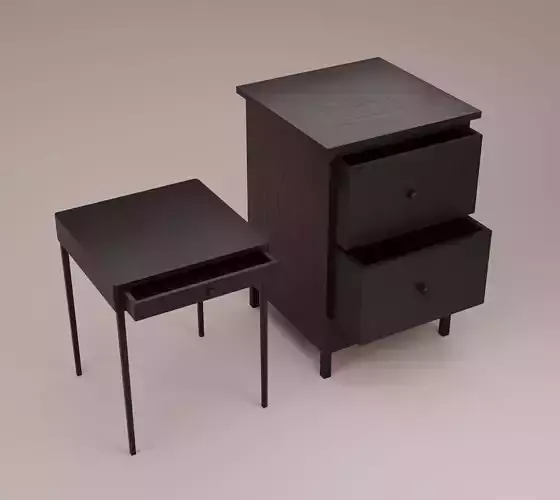 Two black wood nightstands - furniture pack