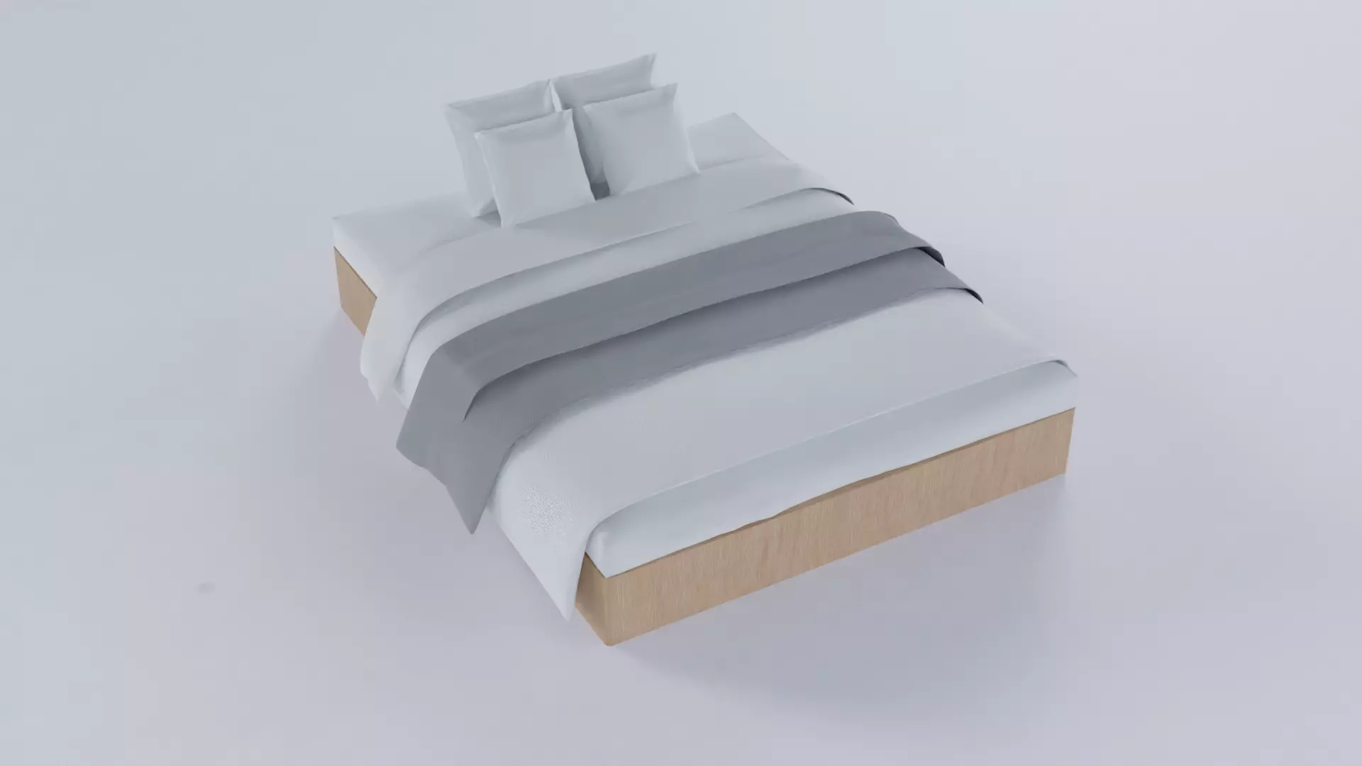 White Bed Free 3D model