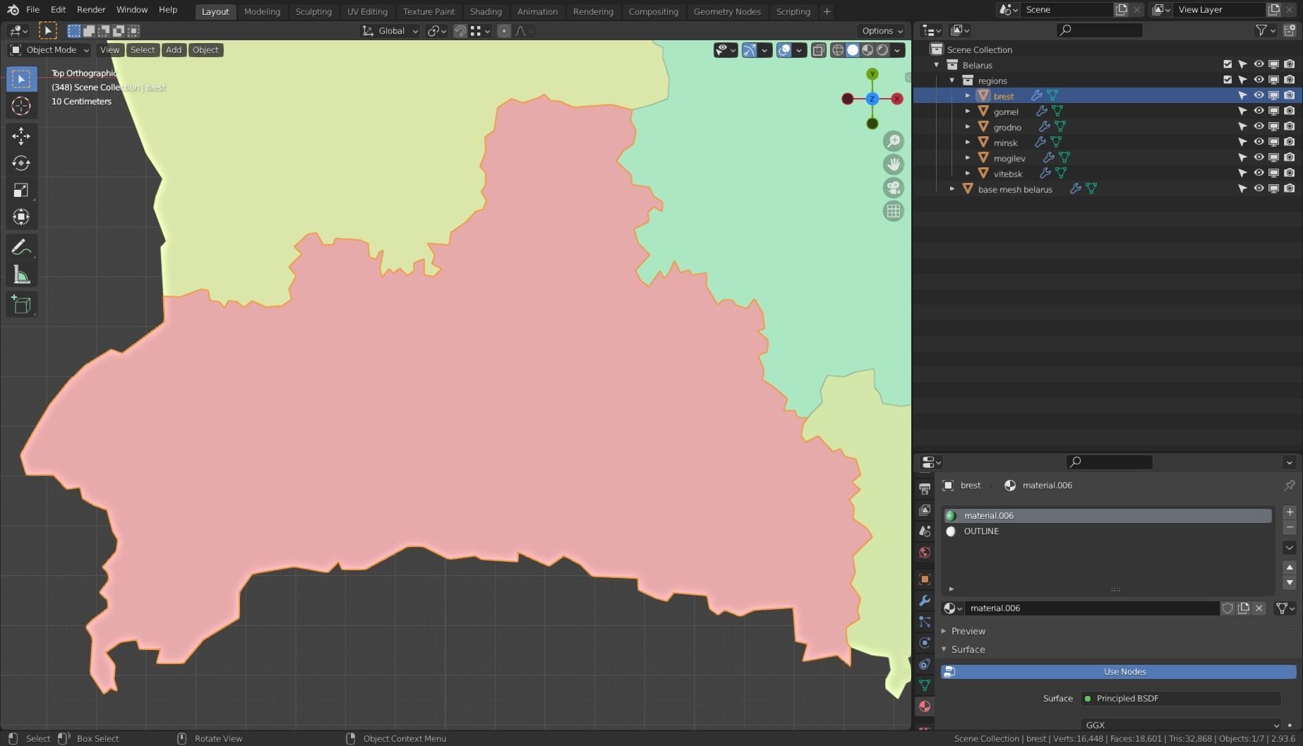 BELARUS POLITICAL MAP LAYOUT  Low-poly 3D model_13