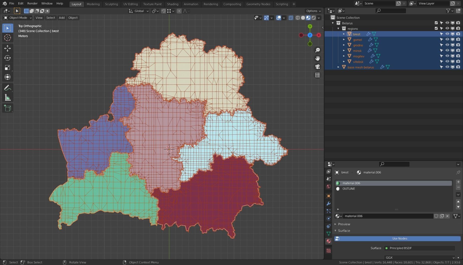 BELARUS POLITICAL MAP LAYOUT  Low-poly 3D model_3