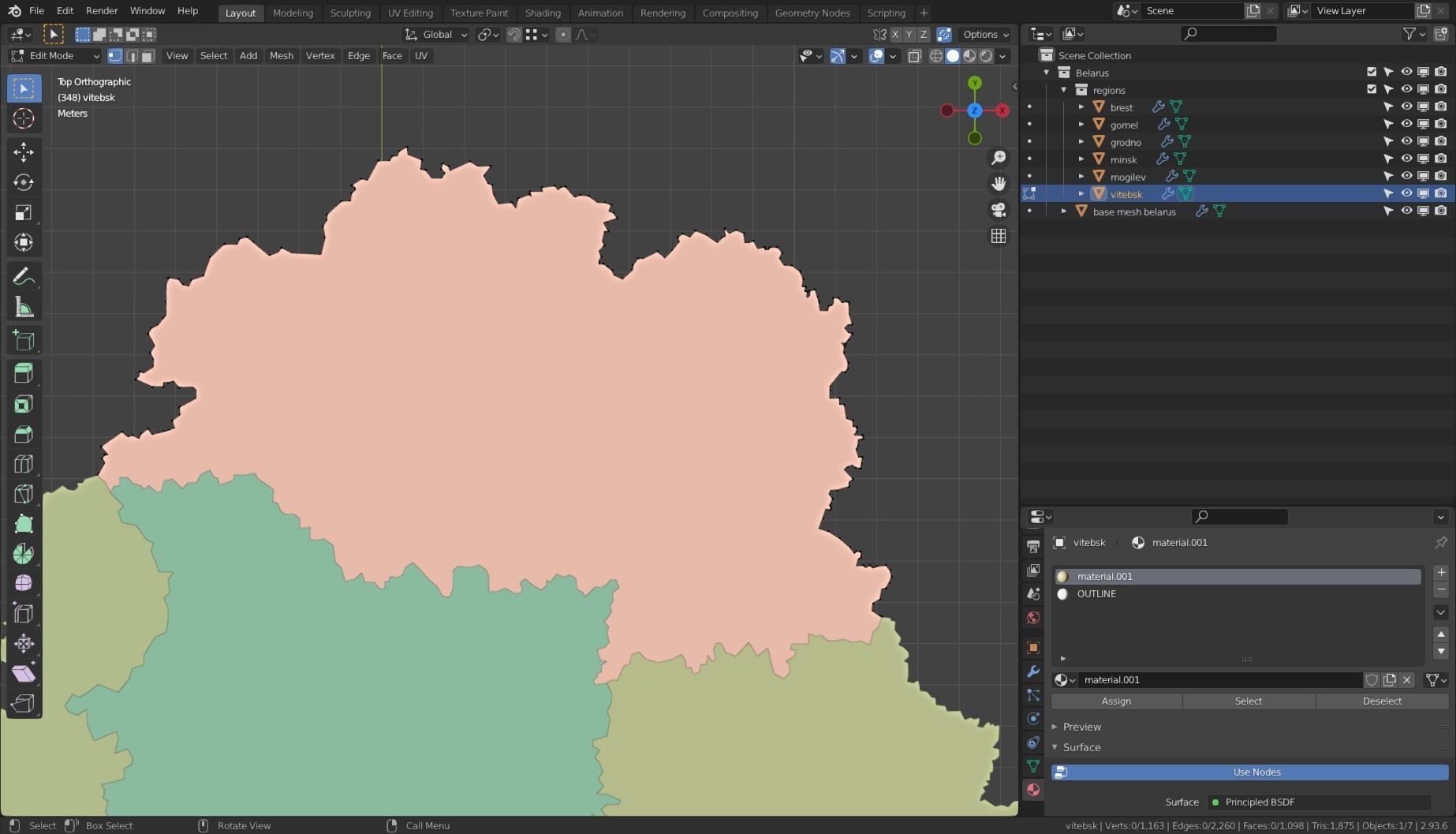 BELARUS POLITICAL MAP LAYOUT  Low-poly 3D model_9
