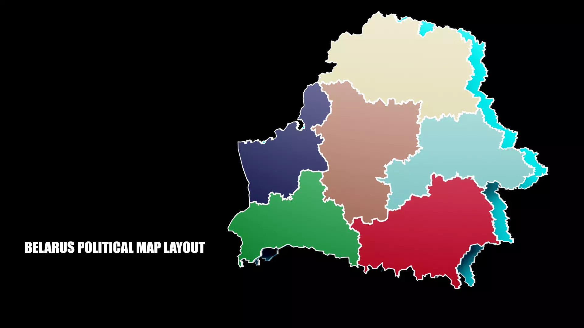 BELARUS POLITICAL MAP LAYOUT  Low-poly 3D model_0