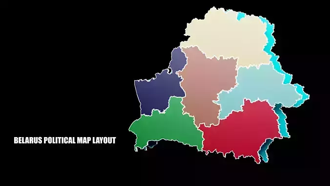 BELARUS POLITICAL MAP LAYOUT  Low-poly 3D model