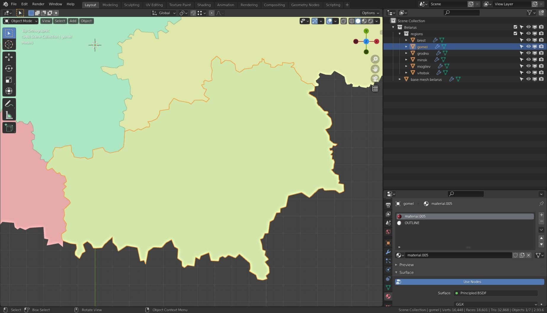 BELARUS POLITICAL MAP LAYOUT  Low-poly 3D model_14