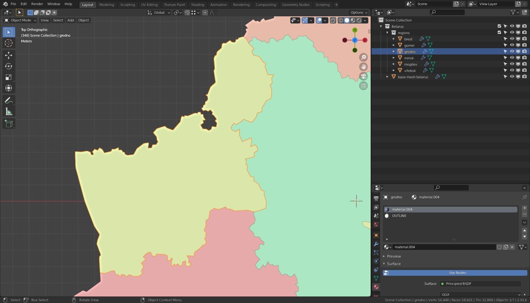 BELARUS POLITICAL MAP LAYOUT  Low-poly 3D model_12
