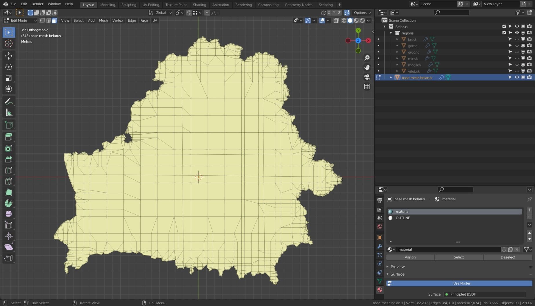 BELARUS POLITICAL MAP LAYOUT  Low-poly 3D model_4