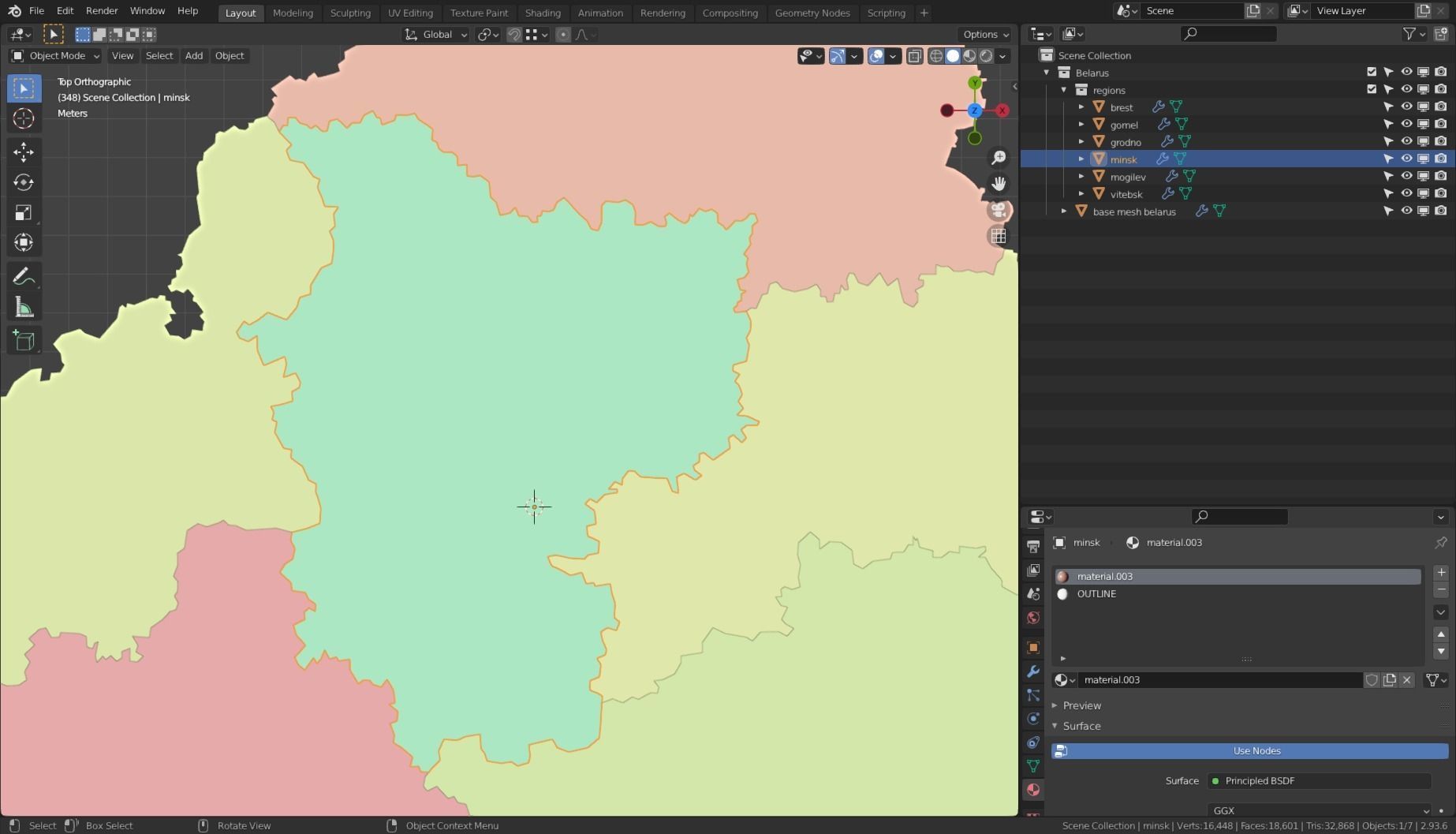BELARUS POLITICAL MAP LAYOUT  Low-poly 3D model_11