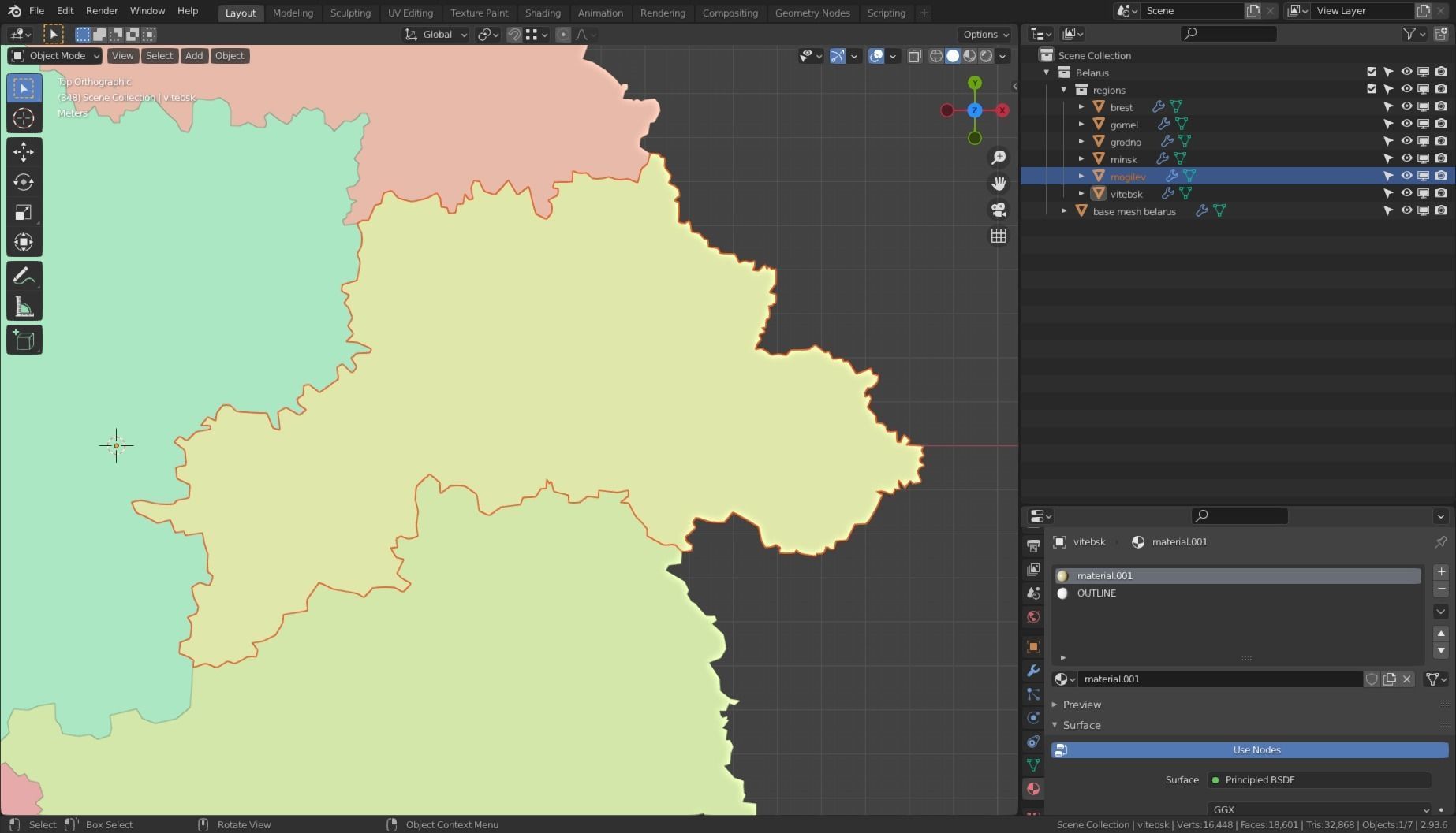 BELARUS POLITICAL MAP LAYOUT  Low-poly 3D model_10