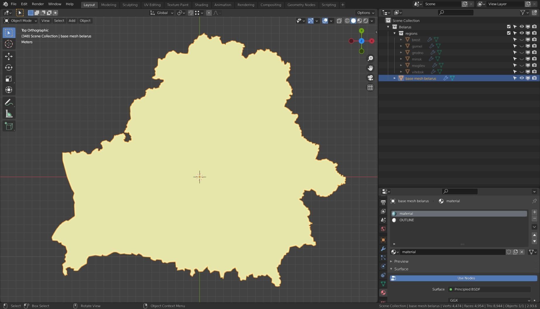 BELARUS POLITICAL MAP LAYOUT  Low-poly 3D model_15