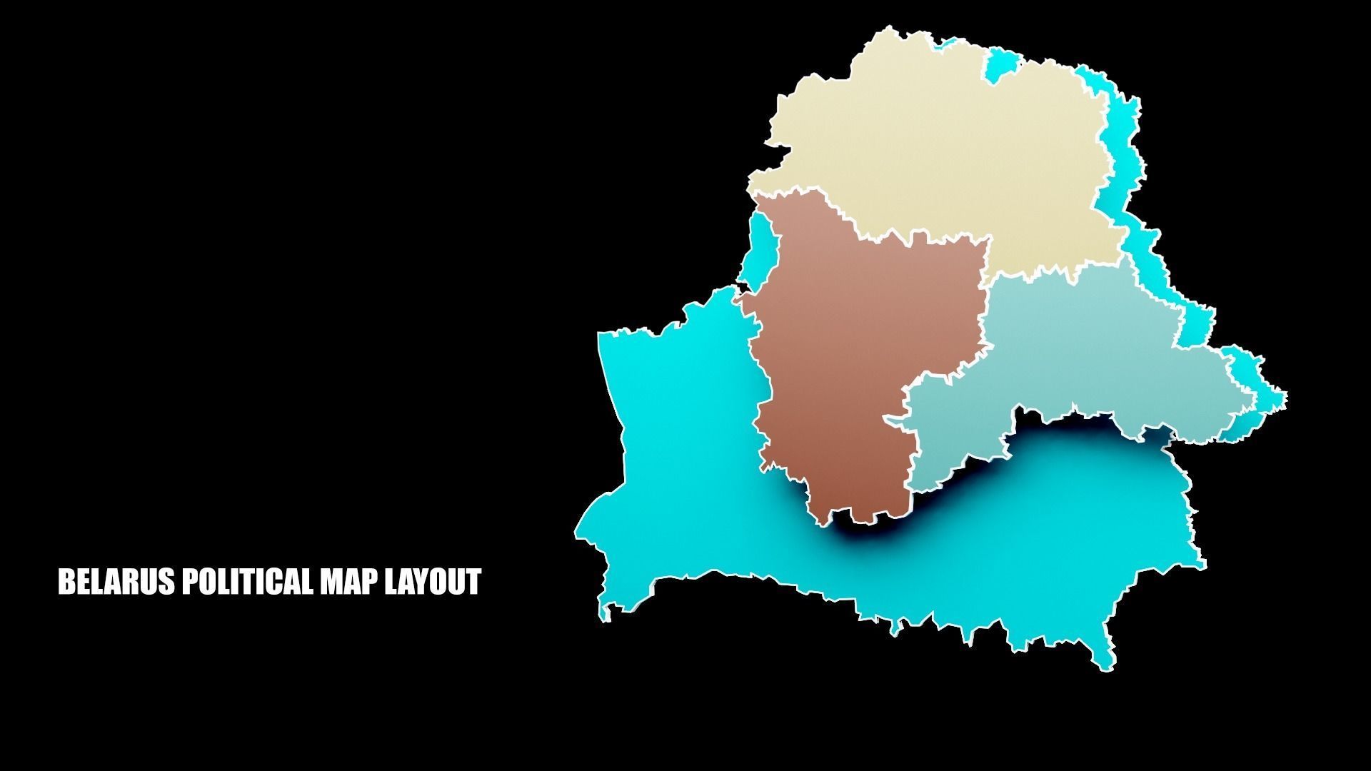 BELARUS POLITICAL MAP LAYOUT  Low-poly 3D model_1