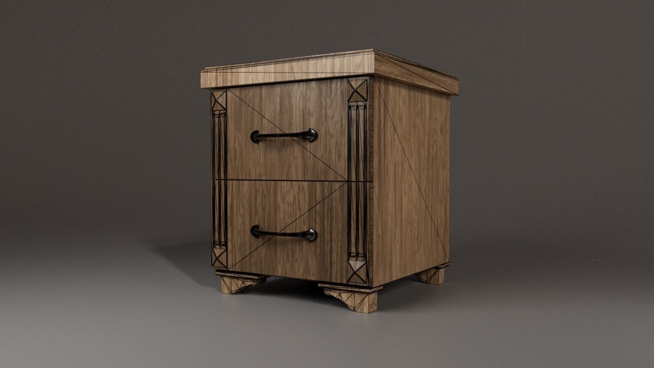 Bedside Table Free low-poly 3D model_1