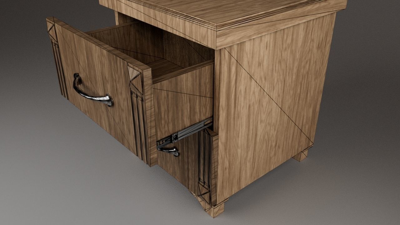 Bedside Table Free low-poly 3D model_2