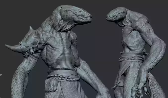 Lizardman - Presupported 3D model Lizardman - Presupported 3D model