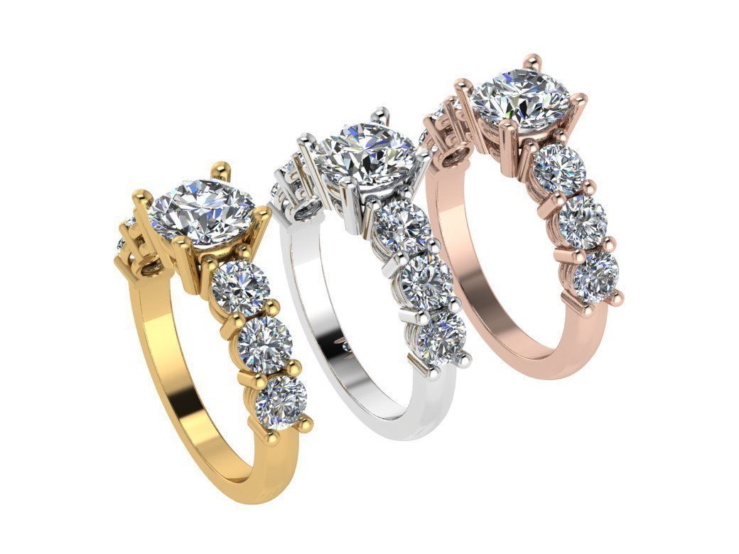 Ring112 diamond engagement ring gold 3D print model_4