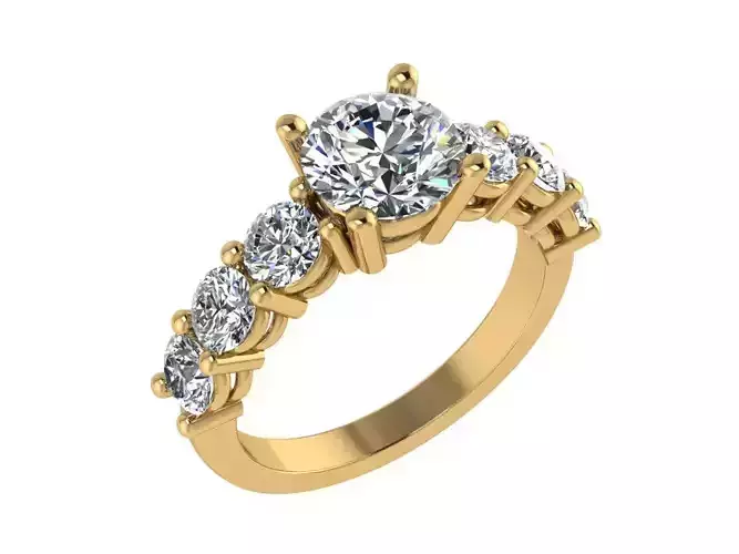 Ring112 diamond engagement ring gold 3D print model