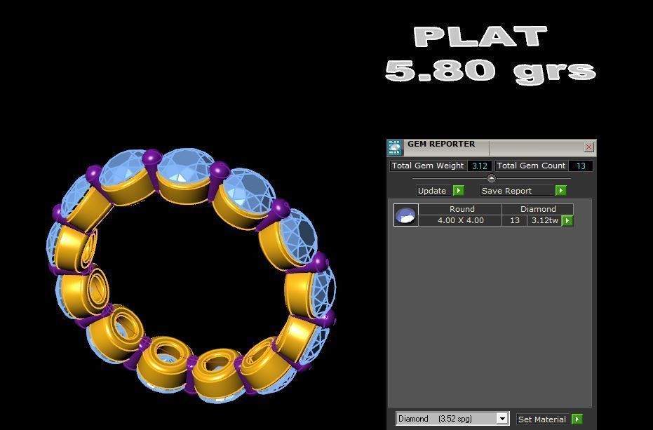 Round Diamonds Eternity Band 3D print model_4