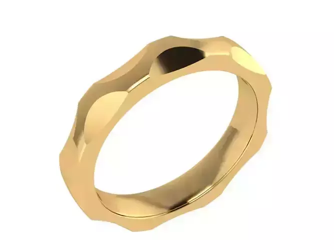 Ring113 gold ring with wave pattern