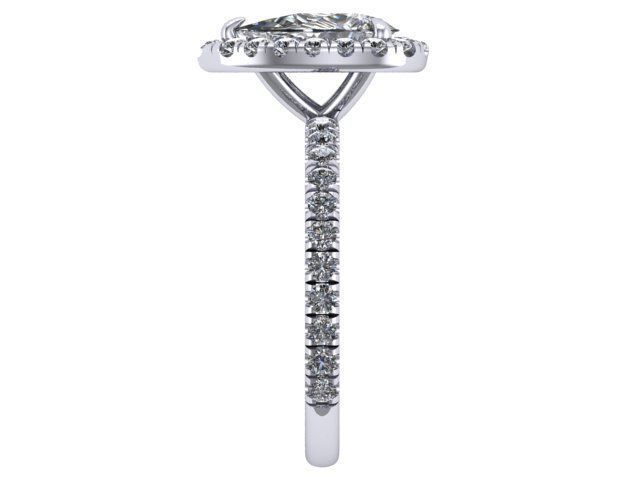 Cushion Pear Diamond Ring  3D print model_2