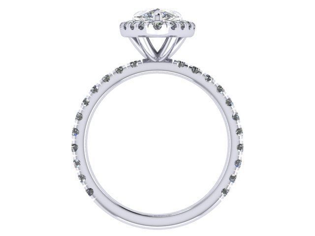 Cushion Pear Diamond Ring  3D print model_3