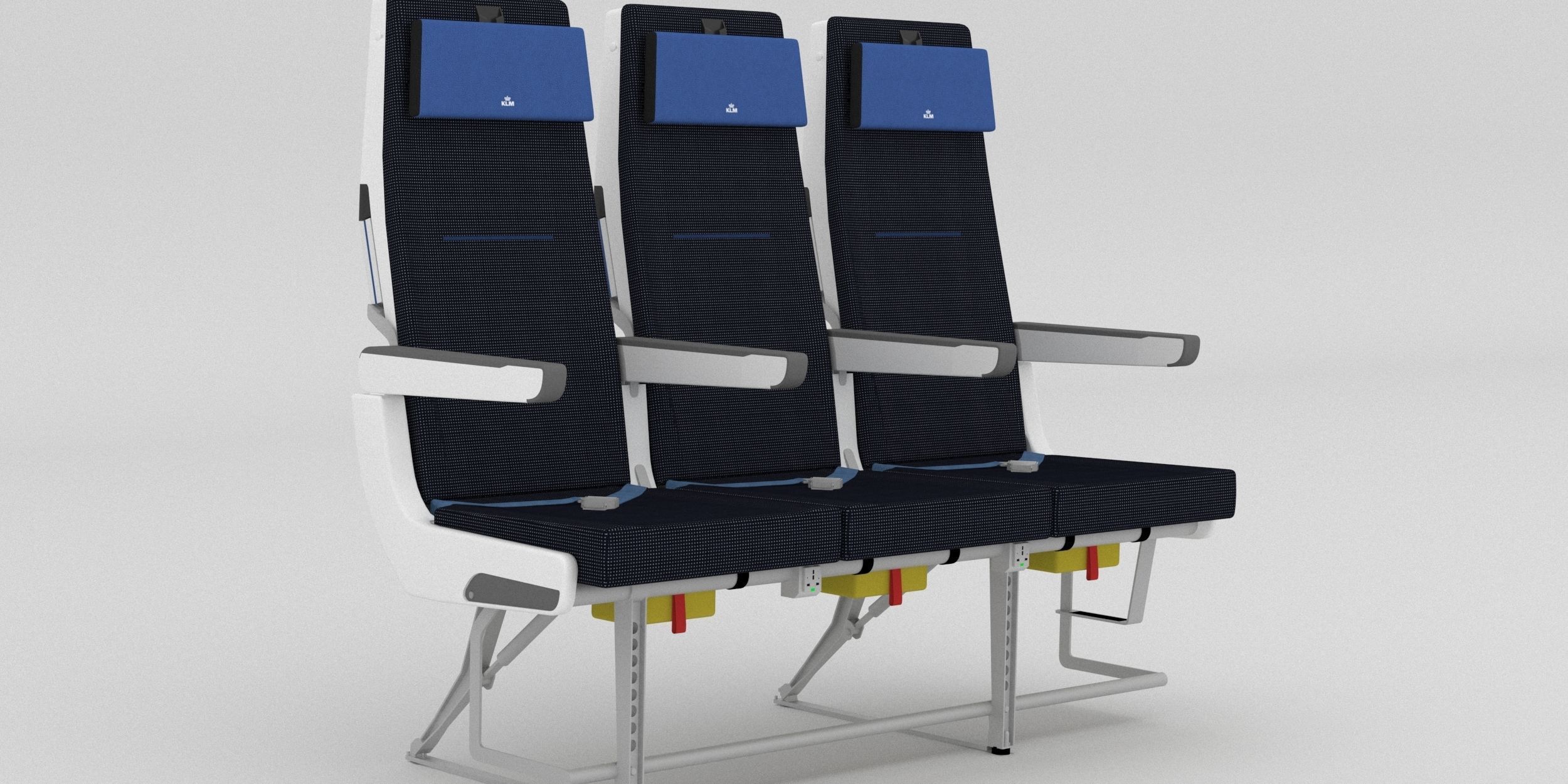 Boeing 777 KLM economy interior 3D model_8