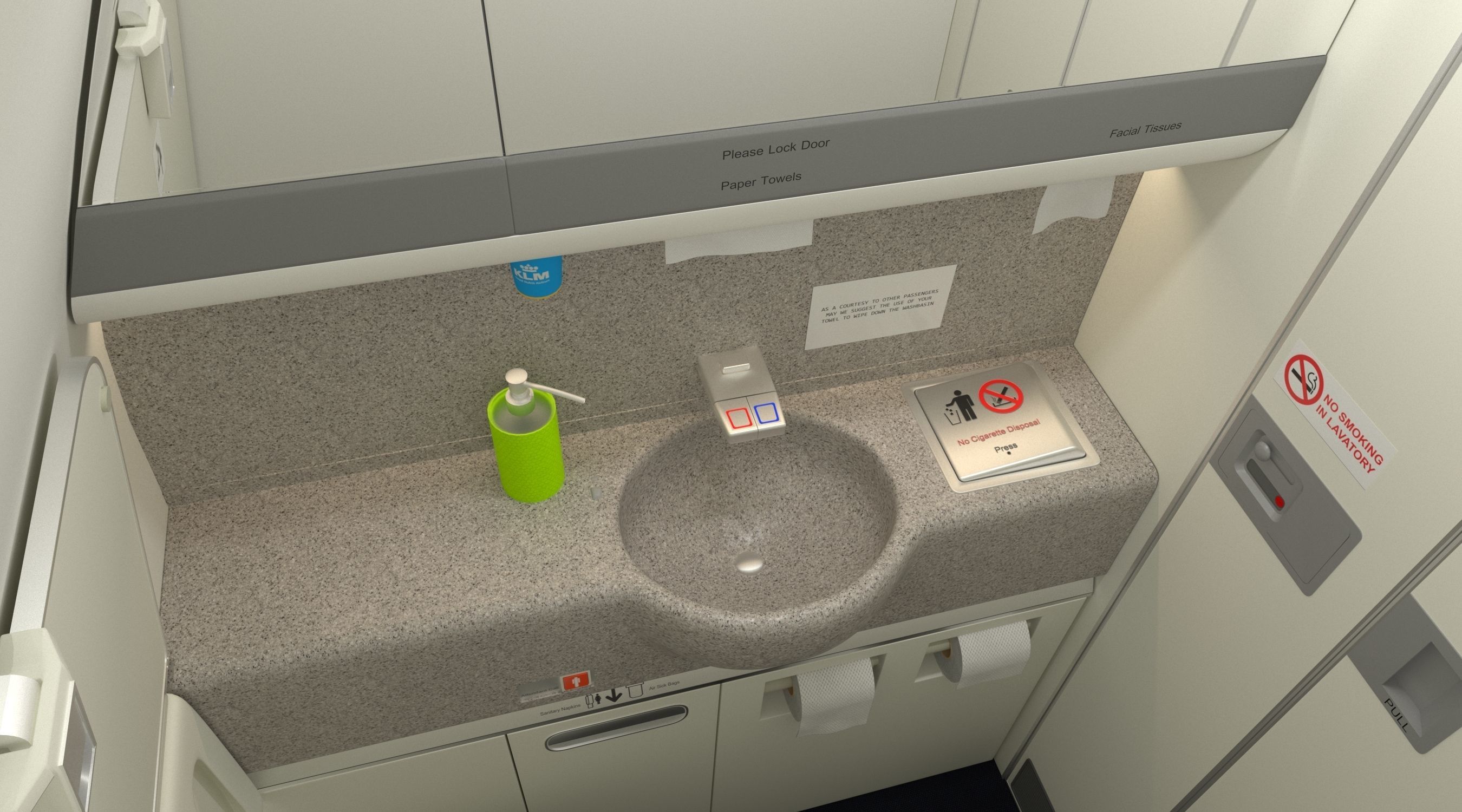 Boeing 777 KLM economy interior 3D model_6