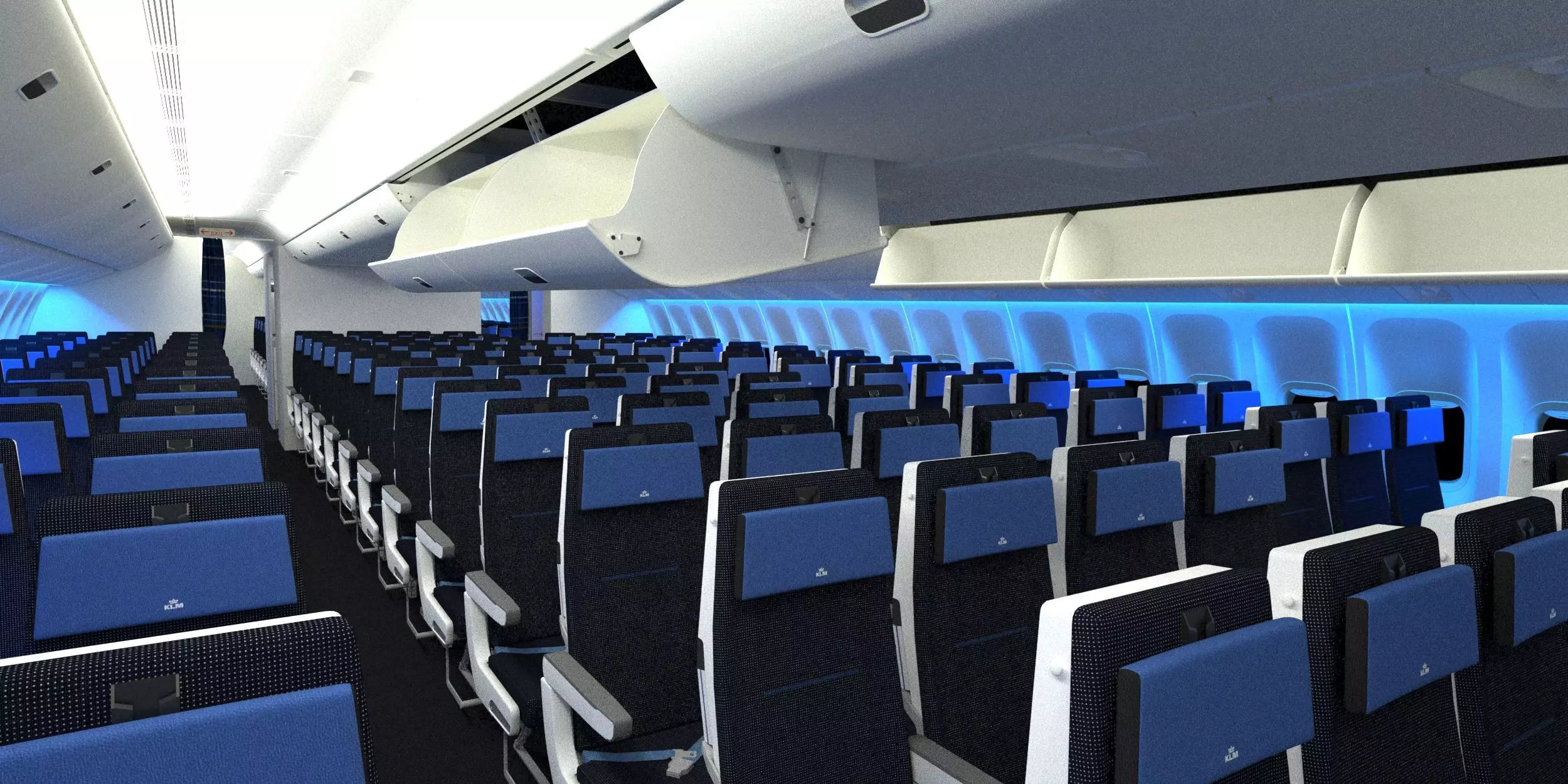 Boeing 777 KLM economy interior 3D model_0