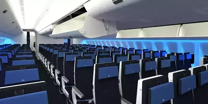 Boeing 777 KLM economy interior 3D model