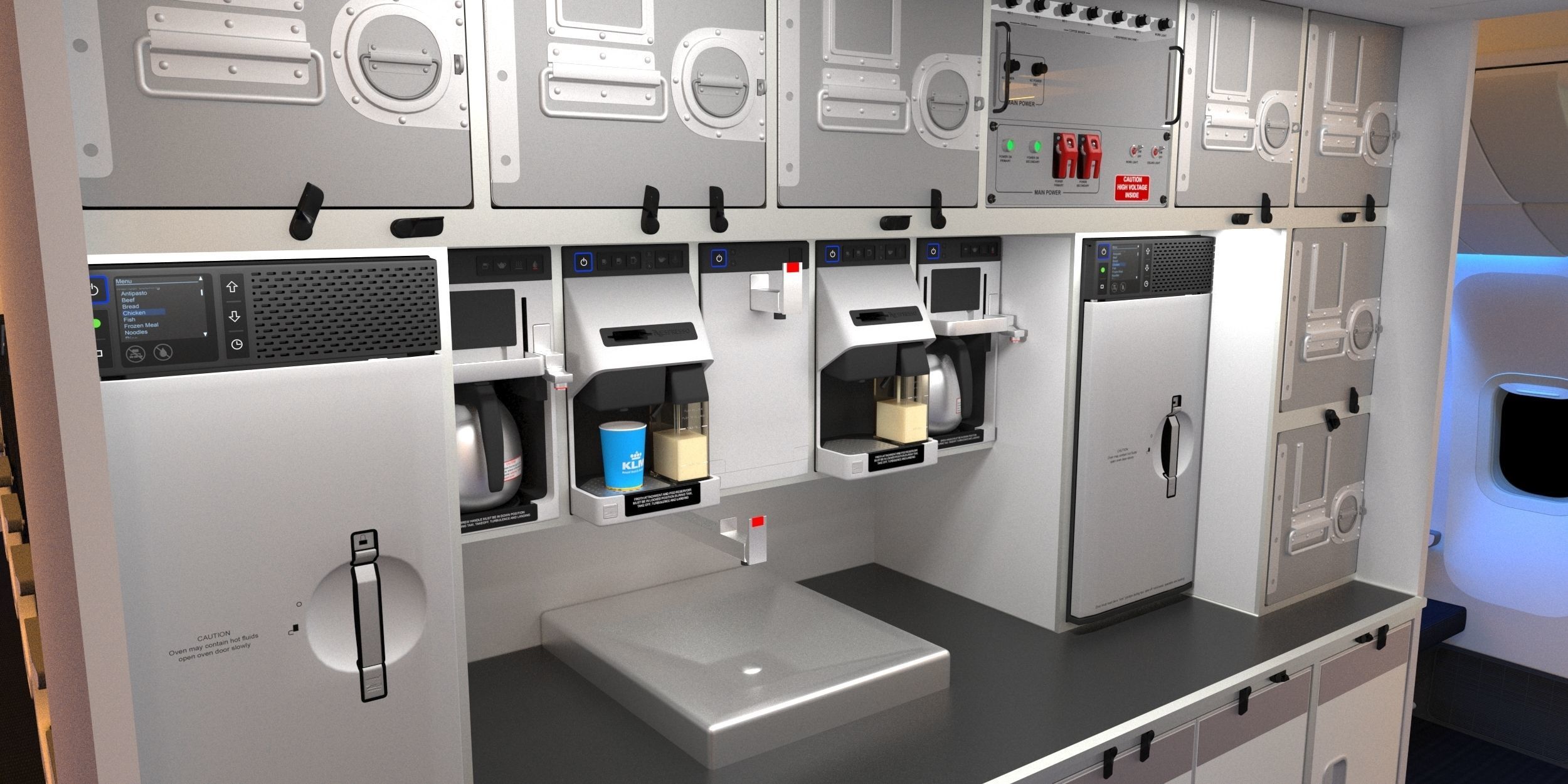 Boeing 777 KLM economy interior 3D model_3