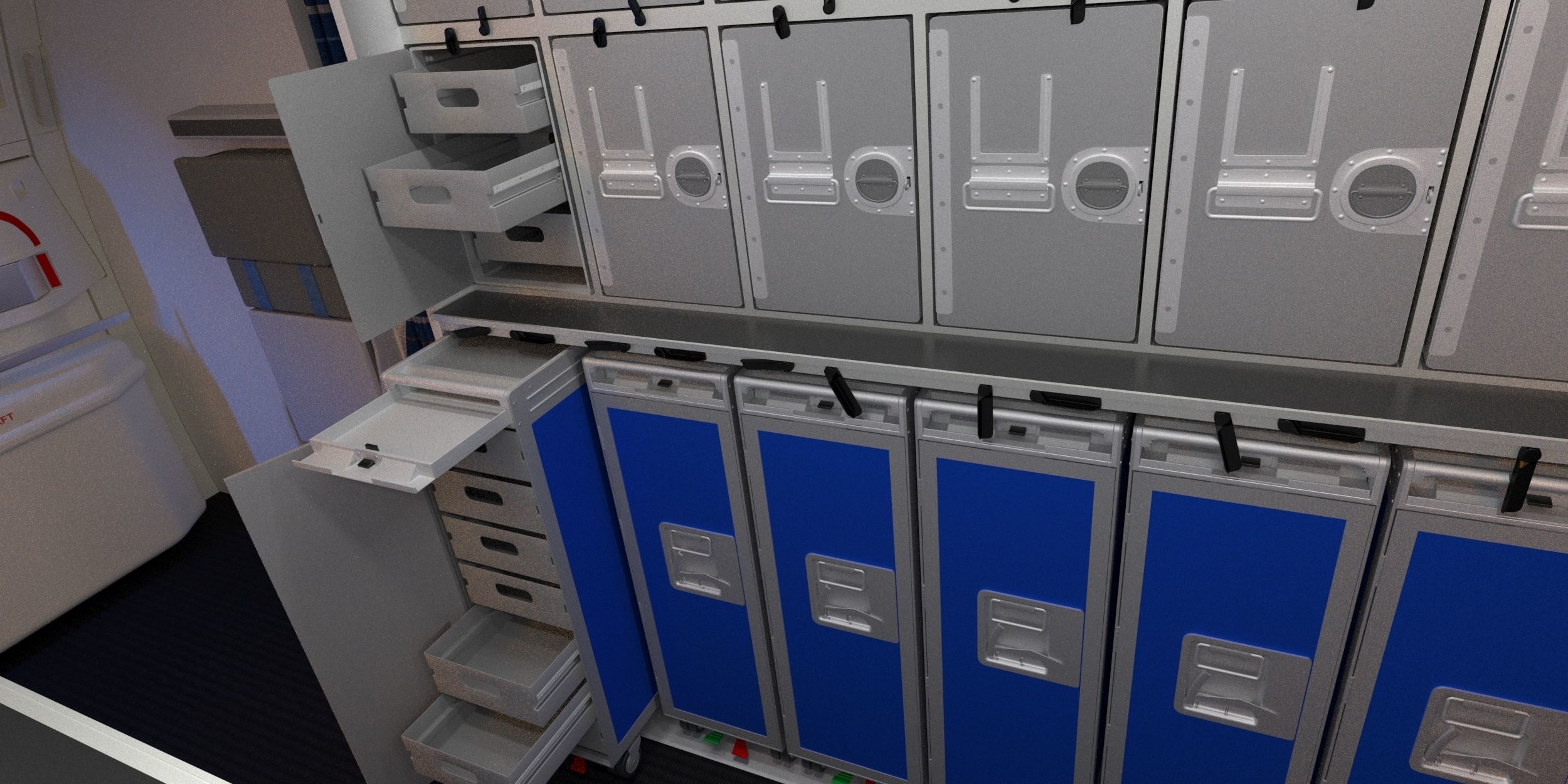 Boeing 777 KLM economy interior 3D model_5
