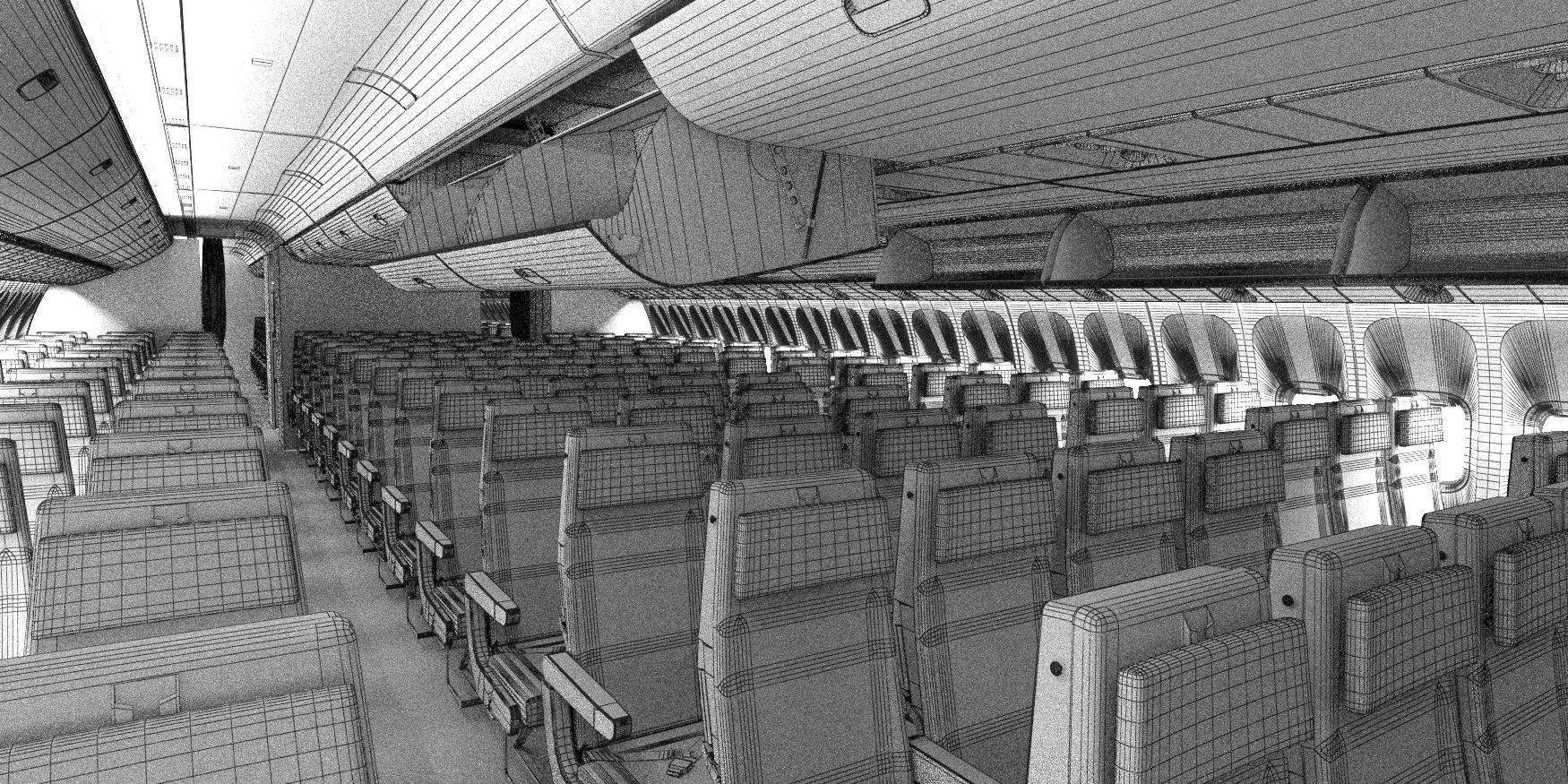 Boeing 777 KLM economy interior 3D model_10