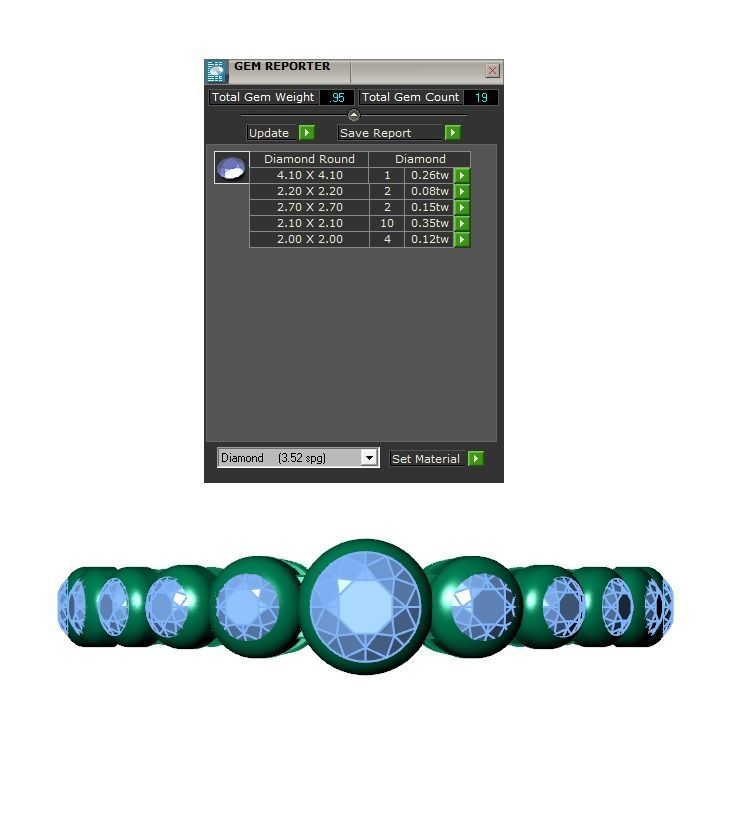 Ring114 gold diamond ring with four round stones 3D print model_6