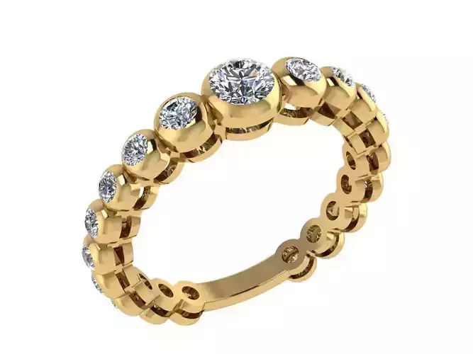 Ring114 gold diamond ring with four round stones