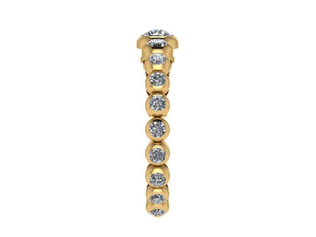 Ring114 gold diamond ring with four round stones 3D print model_3
