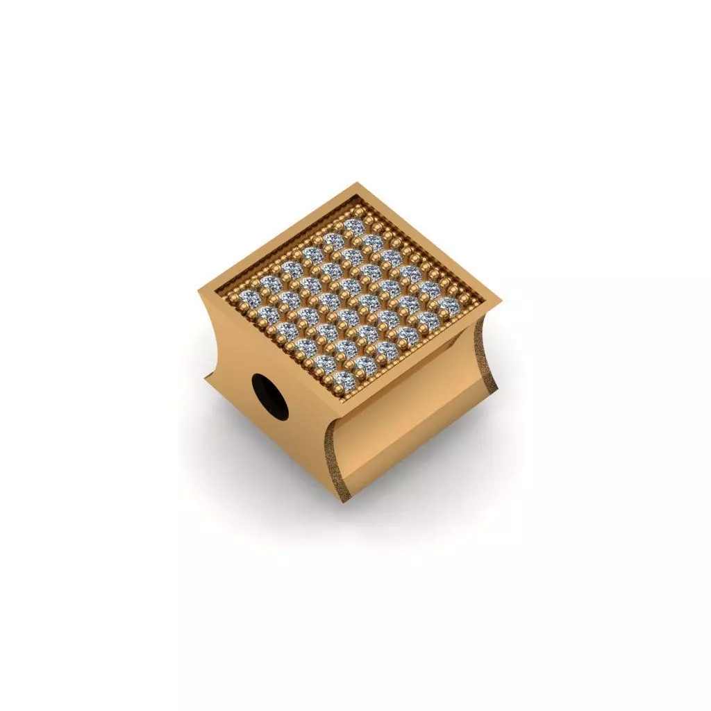 Jewelry gold cube with diamonds 3D print model_0
