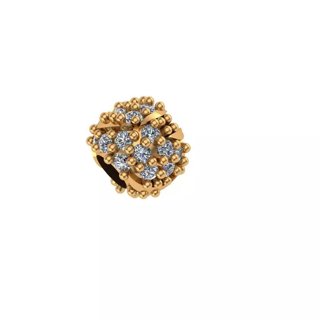 Jewelry gold bead with diamonds 3D print model_0