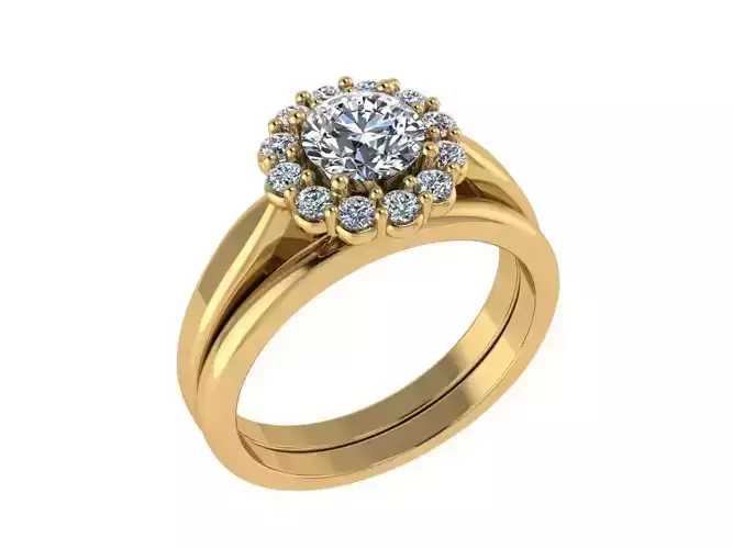 Ring116 halo engagement ring set gold