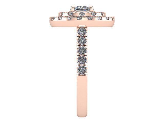 Double Cushion Round Golden Diamond Ring  3D print model_2