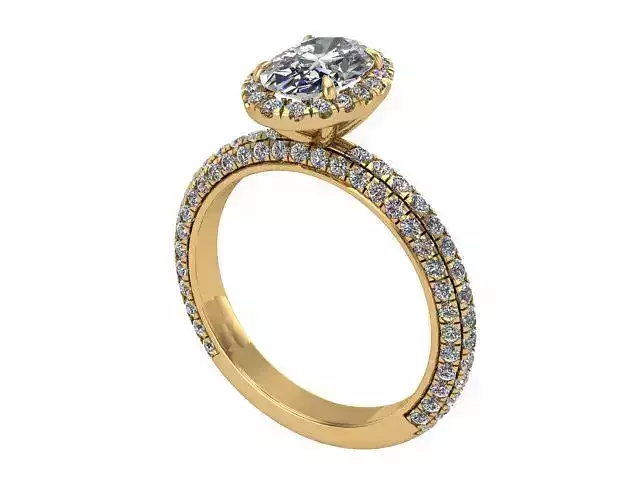 Cushion Oval Golden Diamond Ring