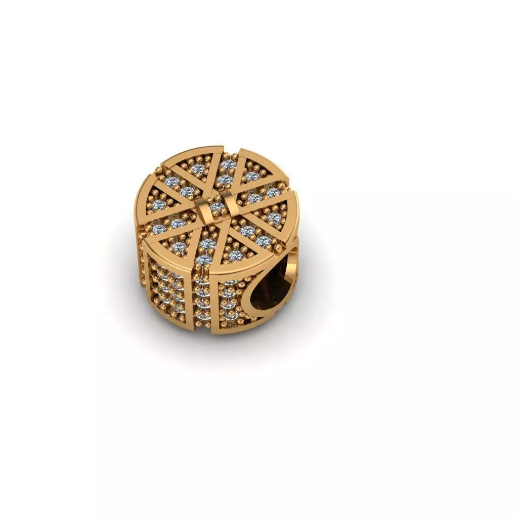 Jewelry gold bead with diamonds 3D print model_0
