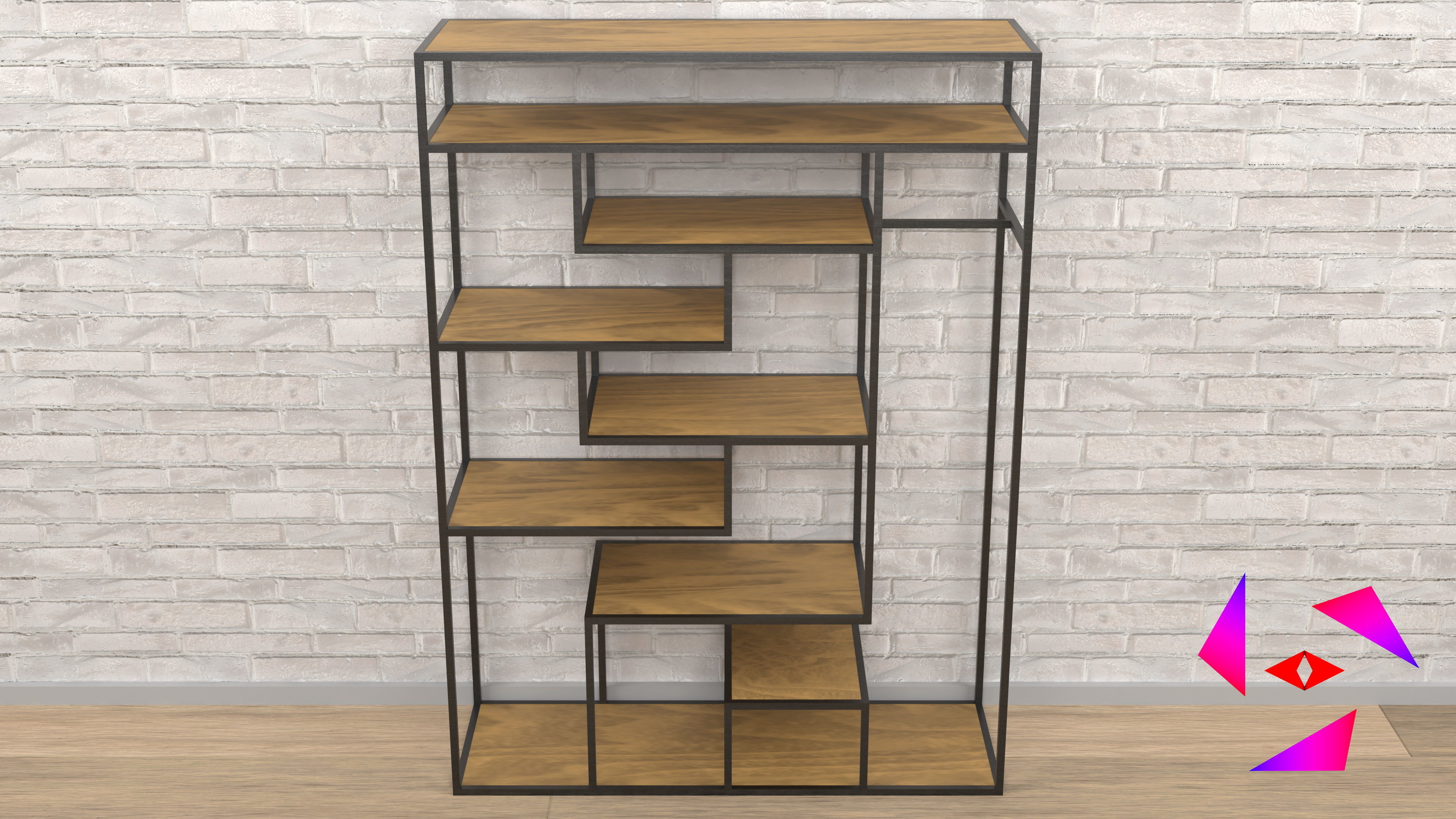 Shelf on the floor with a hanger Free 3D model_5