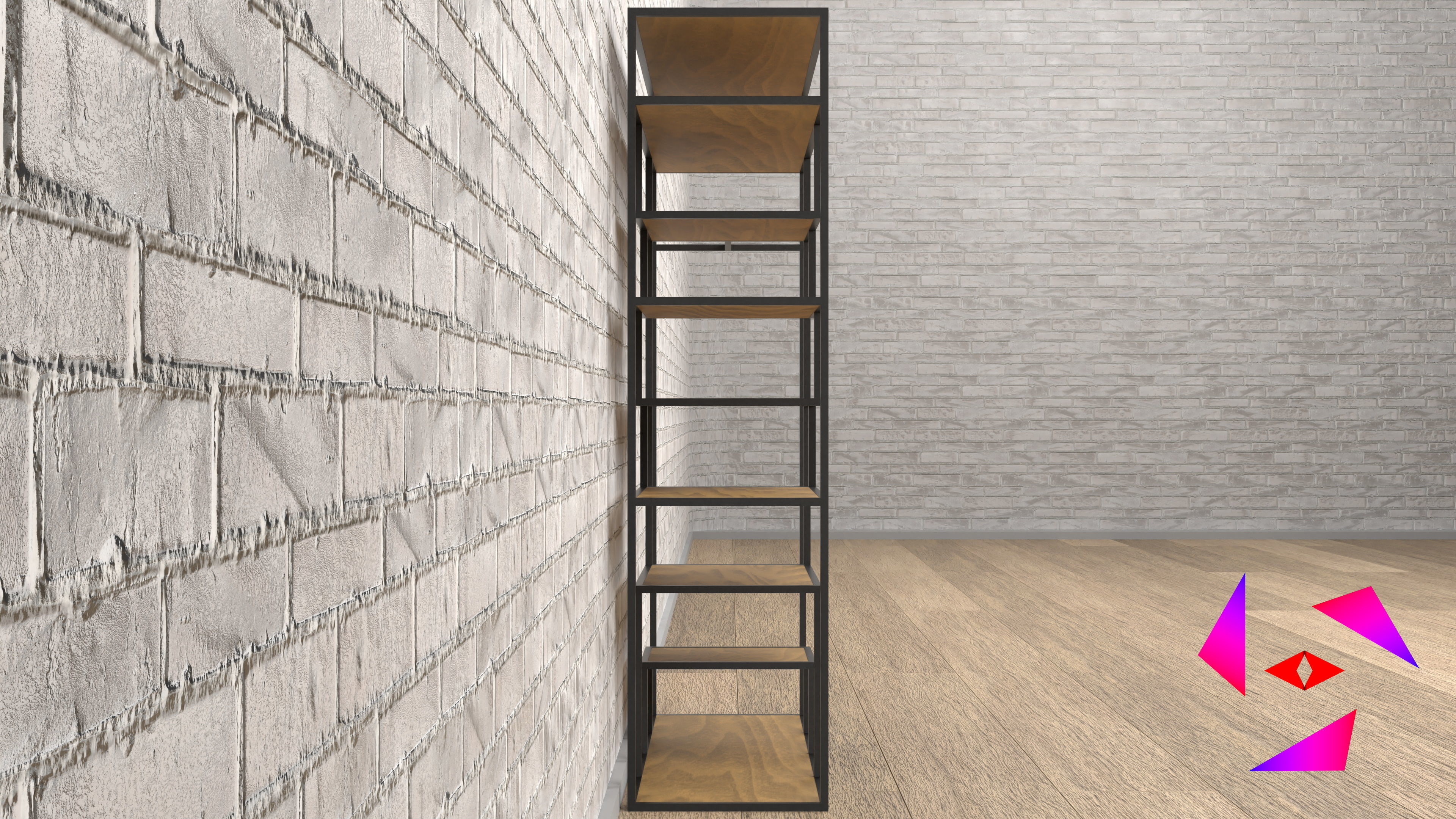 Shelf on the floor with a hanger Free 3D model_3
