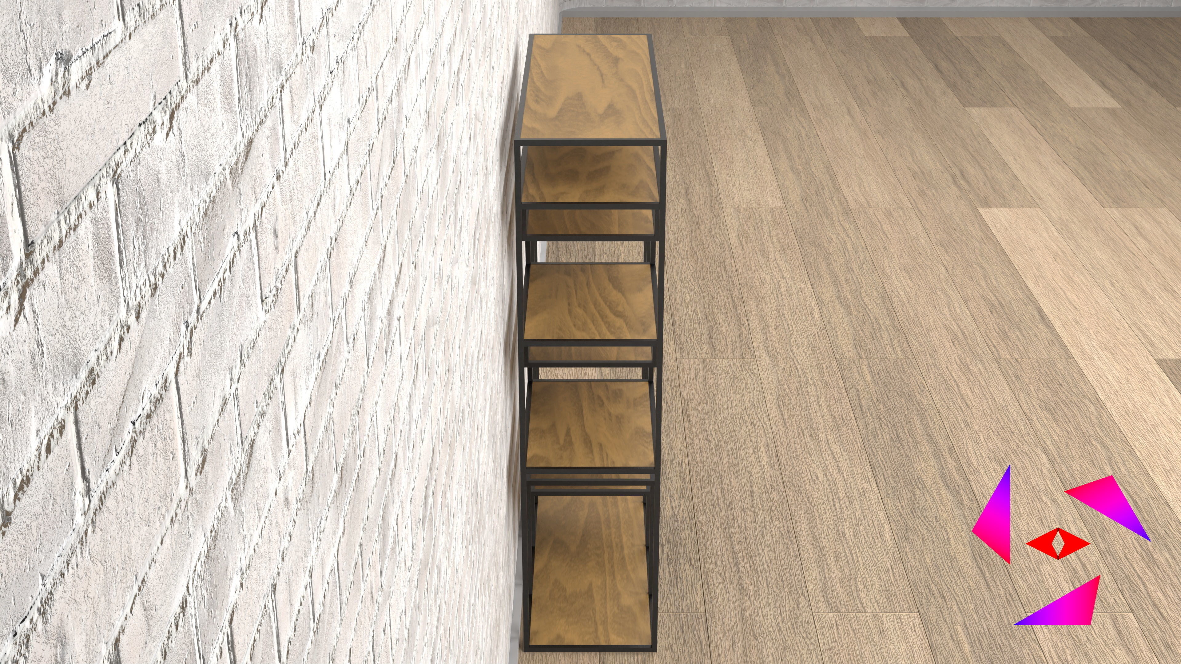 Shelf on the floor with a hanger Free 3D model_2