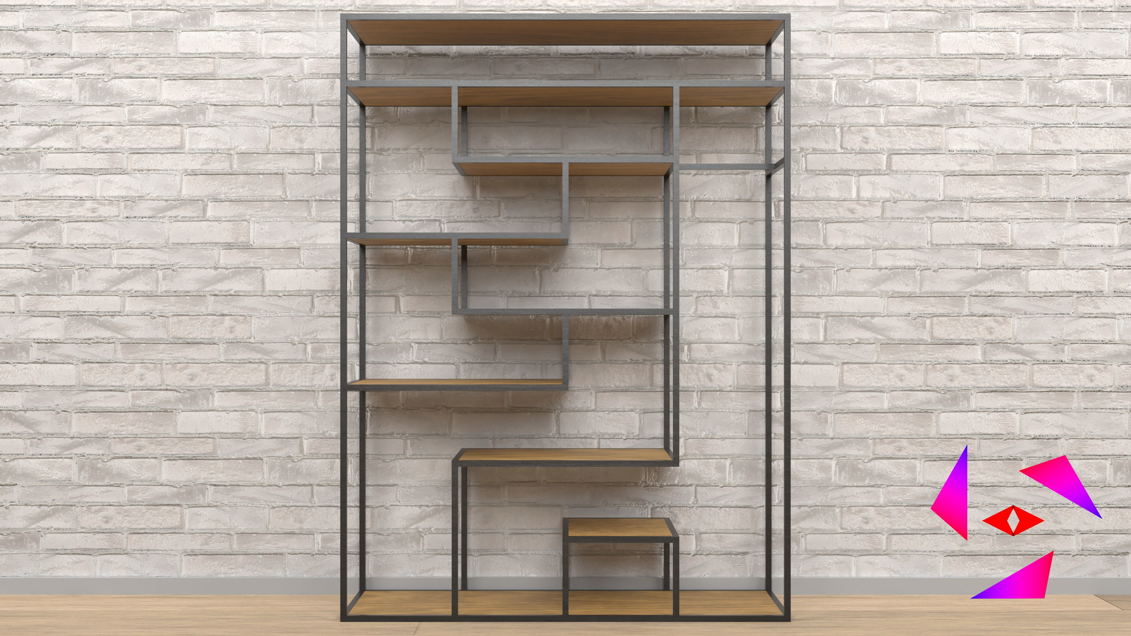 Shelf on the floor with a hanger Free 3D model_4