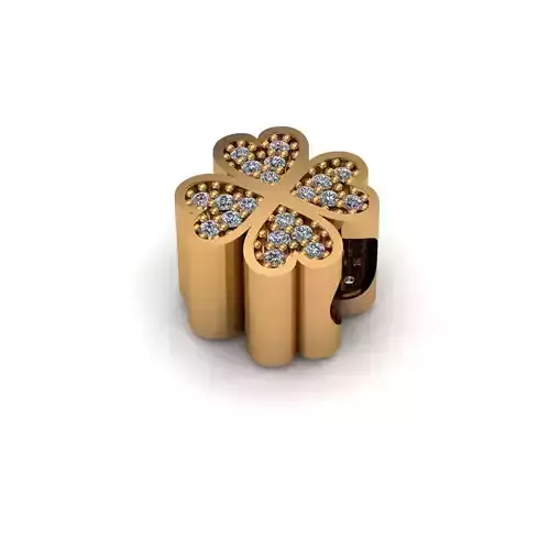 Jewelry clover charm gold with diamonds 3D print model
