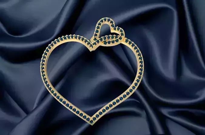 pendant gold heart shaped on satin