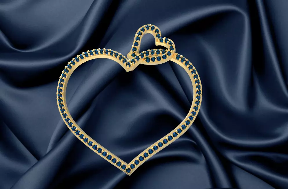 pendant gold heart shaped on satin Free 3D print model_0