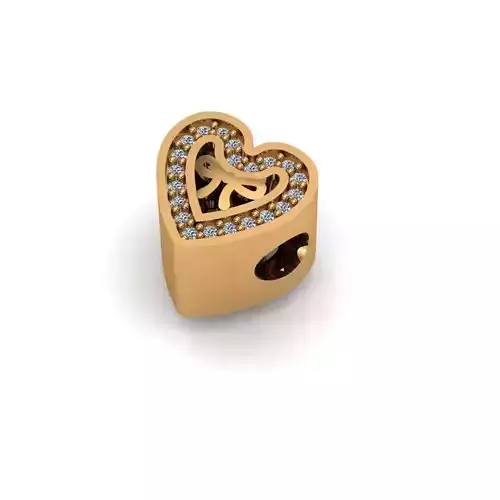 Jewelry gold plated heart charm with diamonds