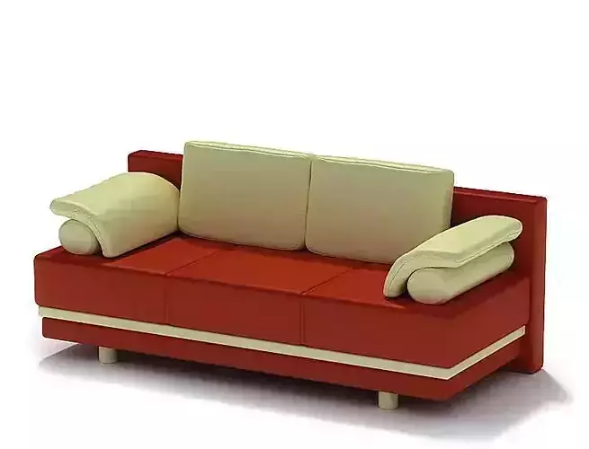Retro Cream And Red Livingroom Sofa