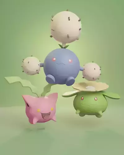 Pokemon - Hoppip Skiploom and Jumpluff